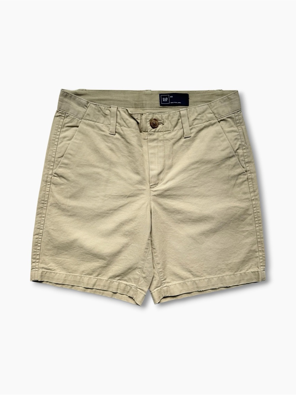 GAP Mid Rise Chino‎ Shorts 00 Khaki Cotton Twill Classic Fit Flat Front Casual